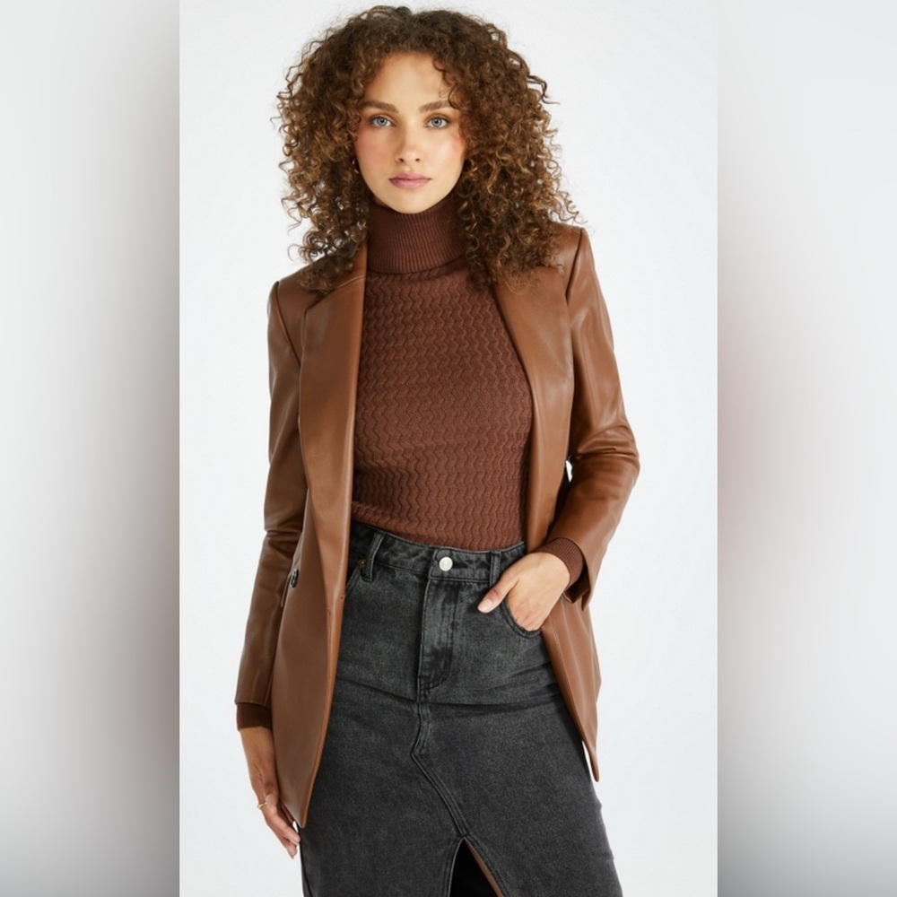 Oversized Faux Leather Blazer